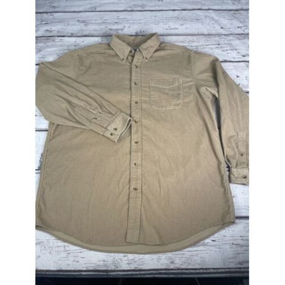 LL Bean Mens 90s‎ Corduroy Shirt Jacket Long Sleeve Outdoors Hiking Fish L Tall - Picture 3 of 11
